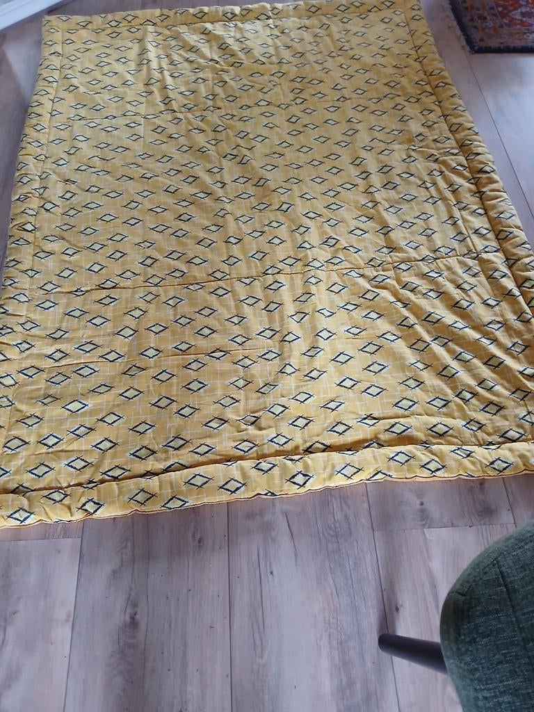 Vintage jaren 60 gestikte deken plaid, Ophalen of Verzenden, Gebruikt, Rechthoekig, 150 tot 200 cm