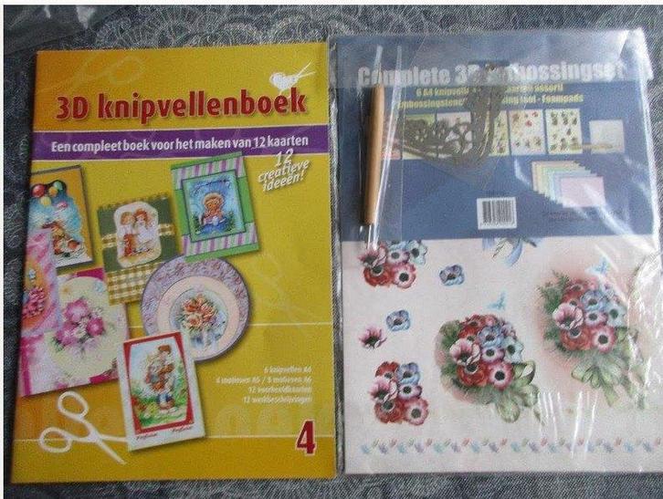 3d knipvellenboek - 12 kaarten / embossingpakket met 3d vel, Hobby en Vrije tijd, Kaarten | Zelf maken, Nieuw, Overige typen, Overige thema's
