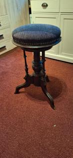 Antieke houten piano  kruk met gestoffeerde zitting, Antiek, Gebruikt, Bruin, Ophalen of Verzenden