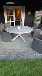 Teakhouten tuintafel met 6 stoelen, Tuin en Terras, Ophalen, Gebruikt, Teakhout, 6 zitplaatsen