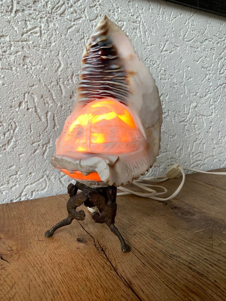 Vintage Antieke Schelplamp Camee Cameelamp Sicilie, Ophalen of Verzenden, Zo goed als nieuw, Minder dan 50 cm