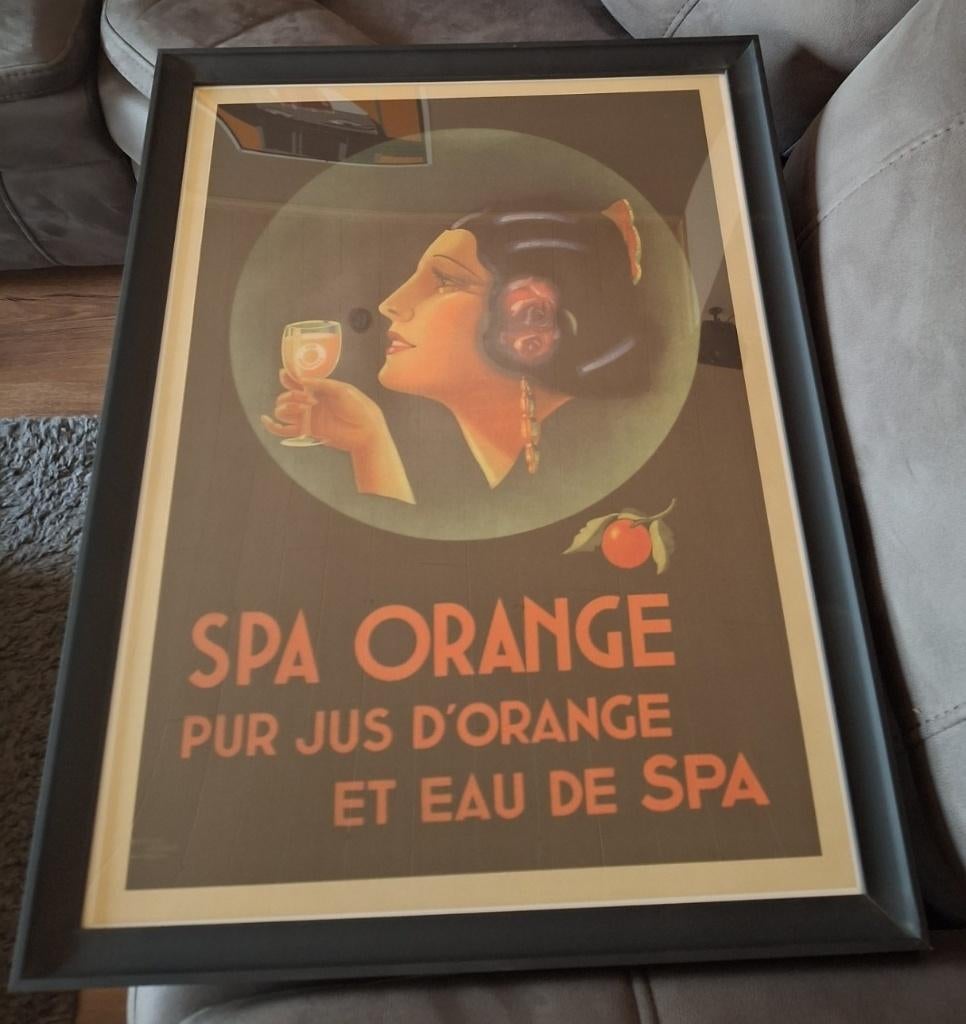 SPA Orange affiche in plexiglas kader - 70x50cm, Verzamelen, Ophalen, Gebruikt, Reclamebord