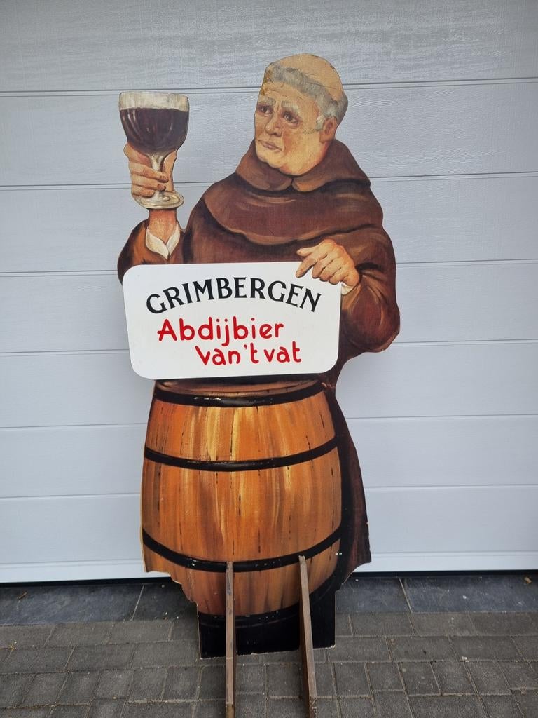Reclamebord Grimbergen, Abdijbier van 't vat, Verzamelen, Biermerken, Ophalen, Gebruikt, Reclamebord, Plaat of Schild, Overige merken