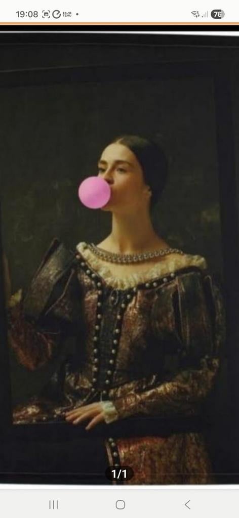 Modern Klassiek: Vrouw met Kauwgombal Kunstprint, Antiek en Kunst, Kunst | Schilderijen | Modern, Ophalen