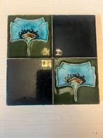 Tegel, art nouveau, geglazuurd, bloemmotief, Antiek en Kunst, Ophalen of Verzenden