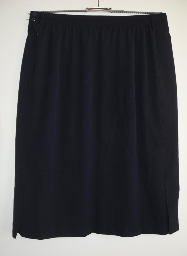 Escada Margaretha Ley rok donkerblauw + zijsplitten mt 44, Maat 42/44 (L), Escada, Gedragen, Onder de knie