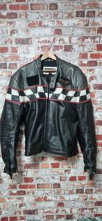 Triumph Leren Motorjack - Zwart met Racevlag Design, Motoren, Kleding | Motorkleding, Heren, Triumph, Jas | leer, Ophalen of Verzenden