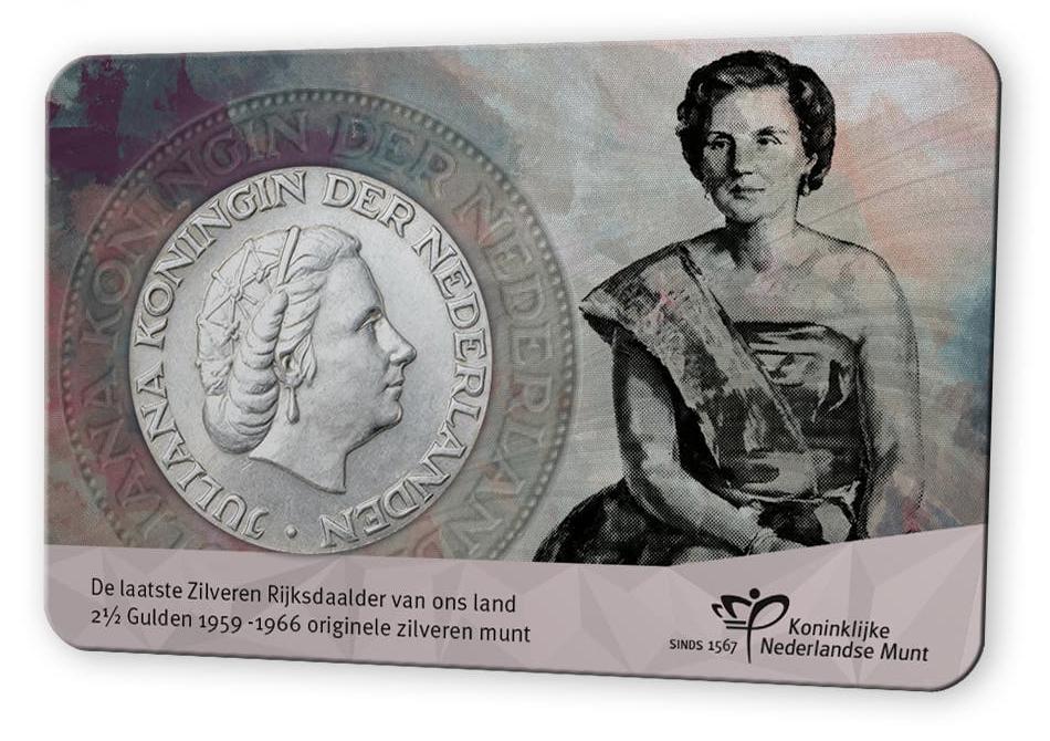 Rijksdaalder Coincard 1966 Juliana 2½ Gulden Zilver zilveren, Koningin Juliana, Zilver, Ophalen of Verzenden, Losse munt