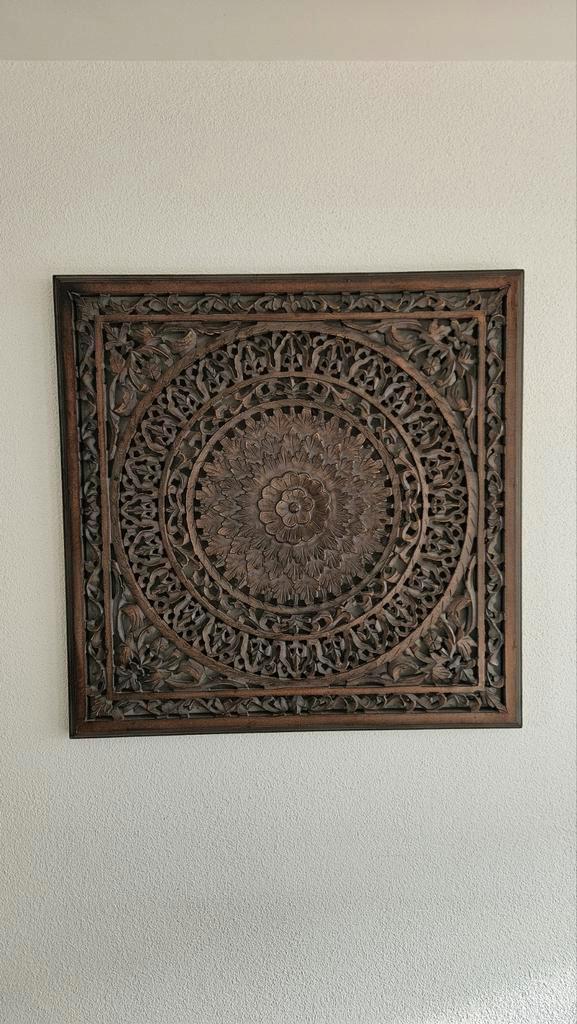 90x90cm Handgemaakt Houten Wanddecoratie Snijwerk, Huis en Inrichting, Woonaccessoires | Wanddecoraties, Ophalen