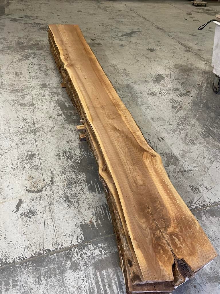 Stamdelen, iepen hout, 420 cm lengte 5 cm dik+-, Ophalen, Zo goed als nieuw, Plank, 50 mm of meer