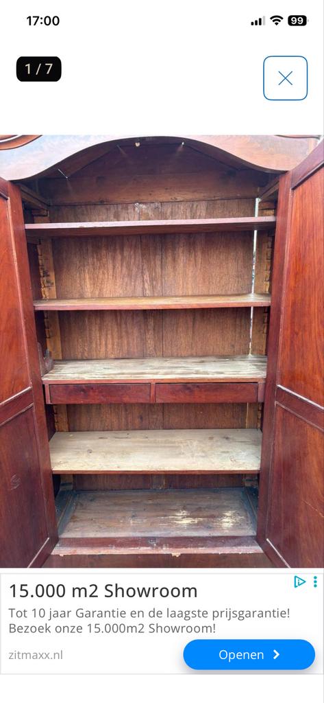 Antieke houten kast, Ophalen