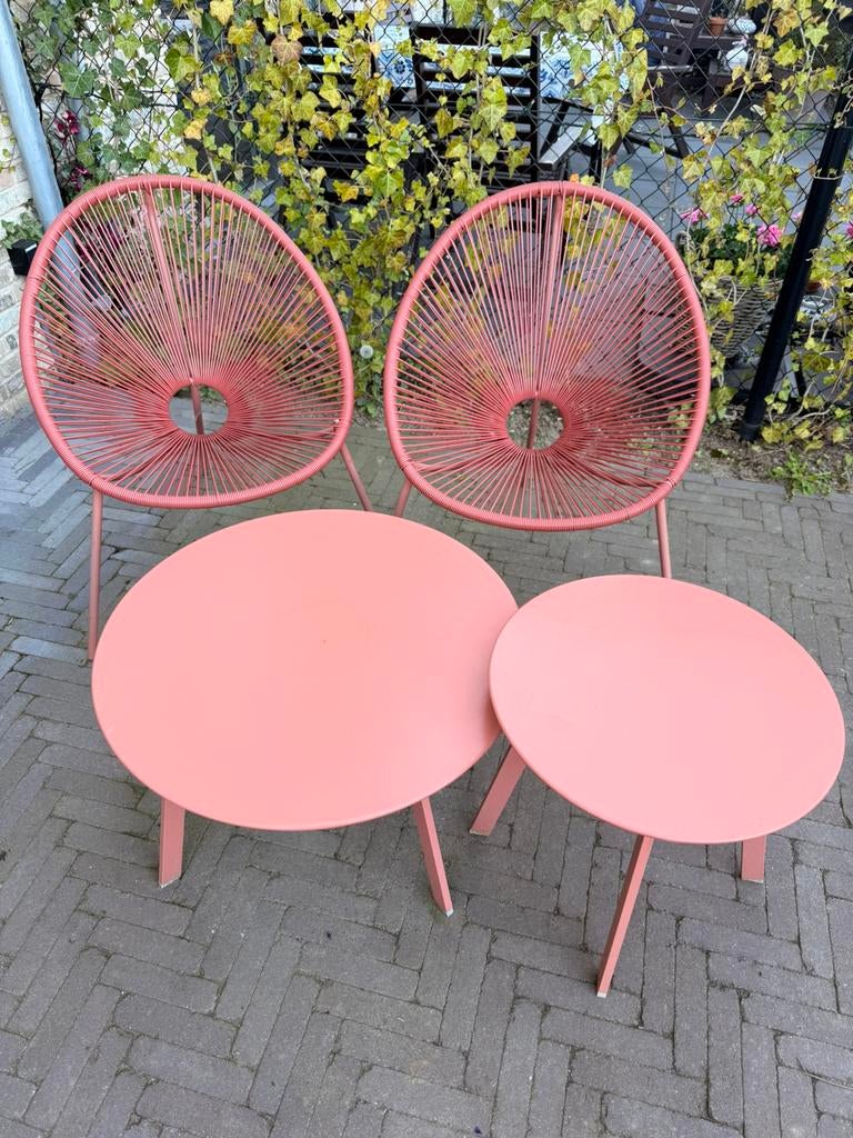 Tuinsetje draad stoelen, Ophalen, Zo goed als nieuw, Kunststof