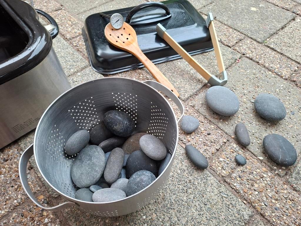 Hotstone massageset met verwarmingselement en stenen, Ophalen of Verzenden, Gebruikt, Hotstone