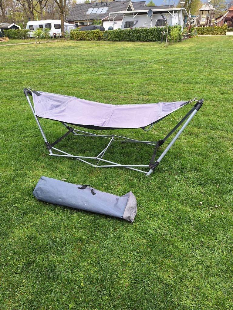 Opvouwbare camping hangmat met standaard, Caravans en Kamperen, Ophalen of Verzenden, Gebruikt, Overige