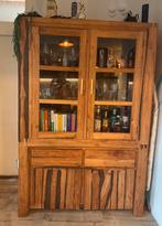 Teakhouten kast met glas en lades, Ophalen, Zo goed als nieuw
