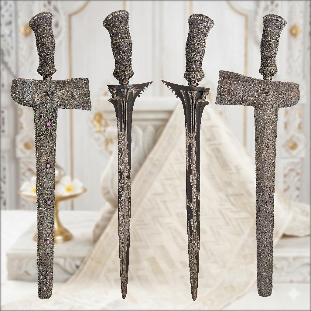 Antieke Lombok Bali, zilveren, Pasopati kris keris - krissen, Antiek en Kunst, Ophalen of Verzenden