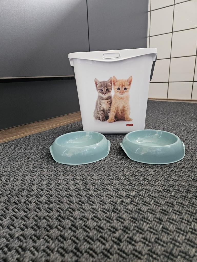 Katten voer/drinkbak met container, Dieren en Toebehoren, Ophalen of Verzenden, Zo goed als nieuw