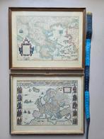 Twee Blaeu kaarten ingelijst: Europa en Griekenland, Ophalen of Verzenden
