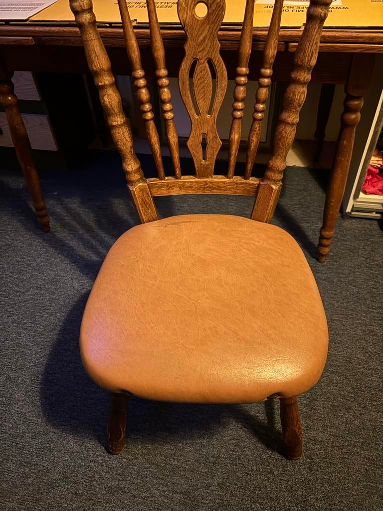 Houten stoel met gestoffeerde zitting, Ophalen of Verzenden