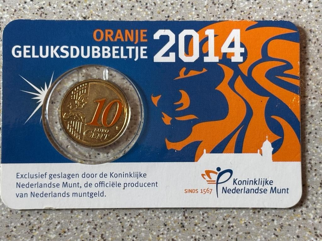 Oranje Geluksdubbeltje 2014 coincard UNC, Postzegels en Munten, Munten | Nederland, Ophalen of Verzenden, Koningin Beatrix, Euro's