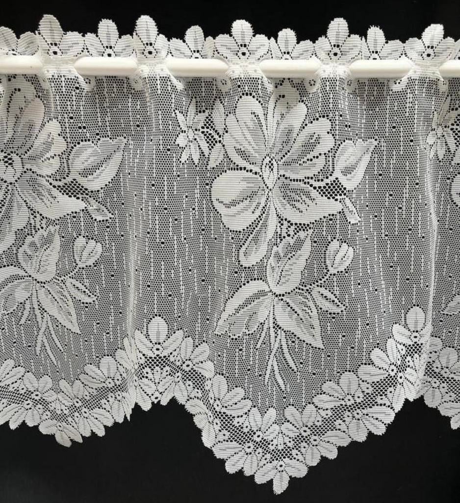 Kort gordijntje / valletje met hoogte 38cm, Wit, Nieuw, Ophalen of Verzenden, 200 cm of meer