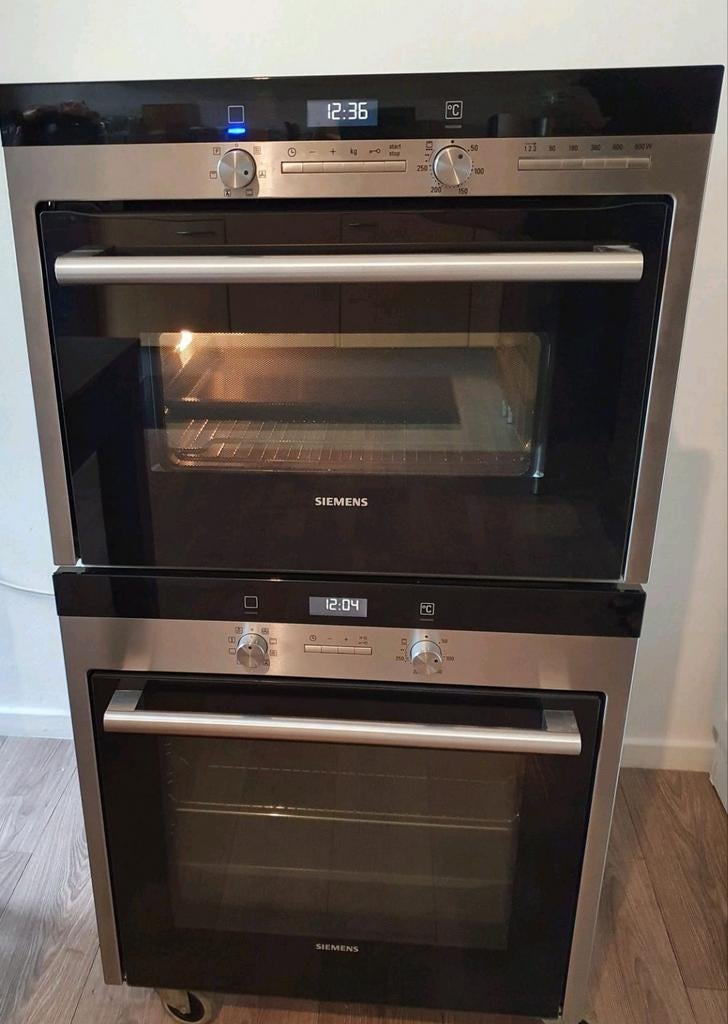 SIEMENS ovenset: combi oven/magnetron 45cm + solo oven 60cm, Ophalen, Zo goed als nieuw, 45 tot 60 cm