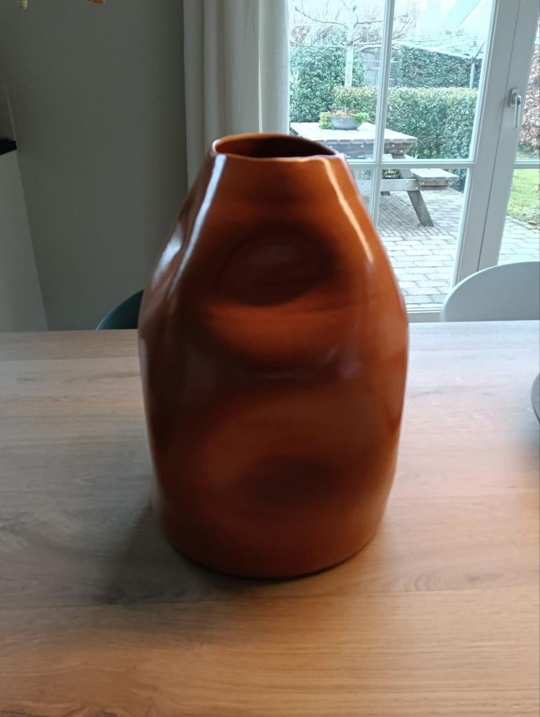 Villa Pottery Oranjedeukvaas - 40 cm hoog, Ophalen, Aardewerk of Porselein, Oranje, Zo goed als nieuw