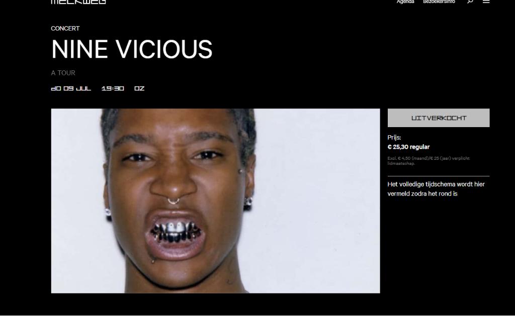 Nine vicious ticket amsterdam, Tickets en Kaartjes, Eén persoon, Juli