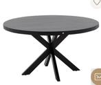 Grote Ronde zwart houten eettafel 150 cm kruispoten, Ophalen, Zo goed als nieuw, Rond, 100 tot 150 cm