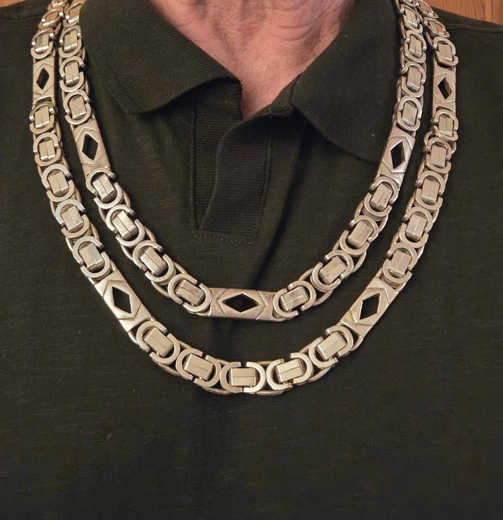 Zilveren ketting (n) ZWAAR armband made in Italy 925 zilver, Sieraden, Tassen en Uiterlijk, Kettingen, Zo goed als nieuw, Zilver