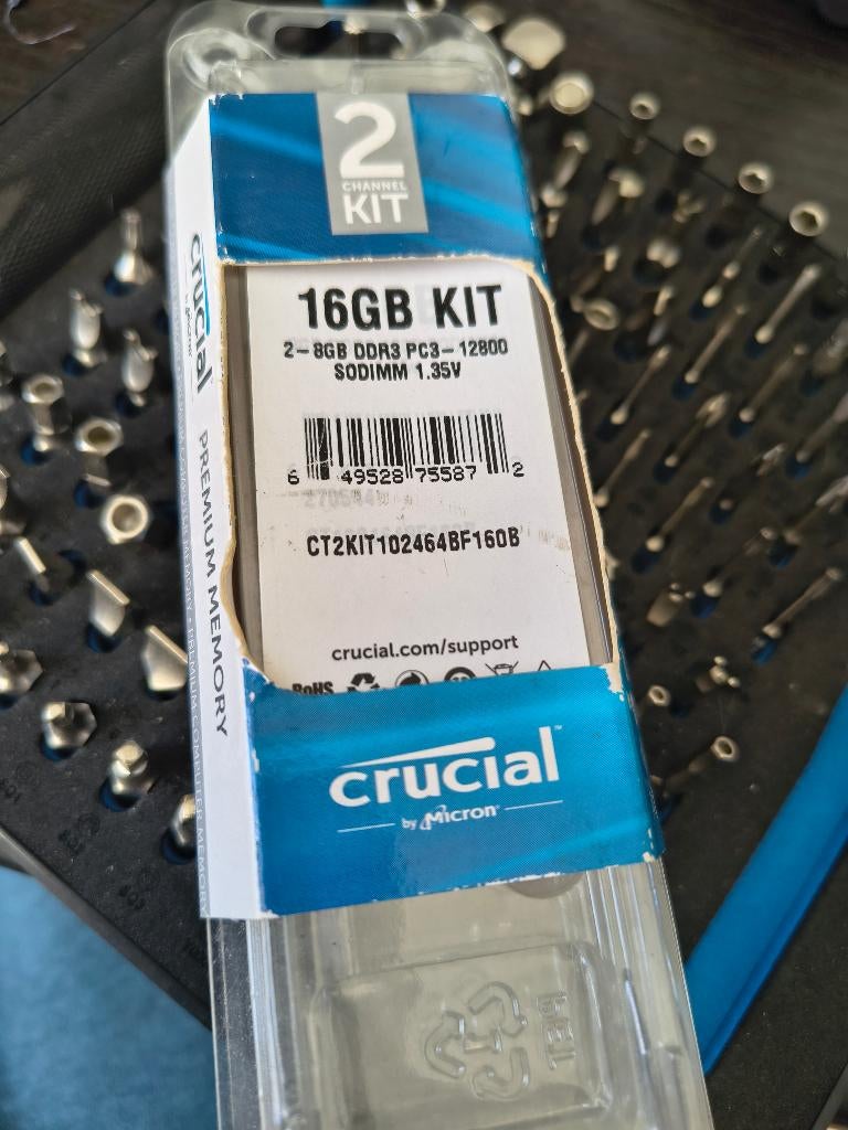 Crucial 16GB DDR3 SO-DIMM werkgeheugen laptop, Computers en Software, RAM geheugen, DDR3, Ophalen of Verzenden, Zo goed als nieuw