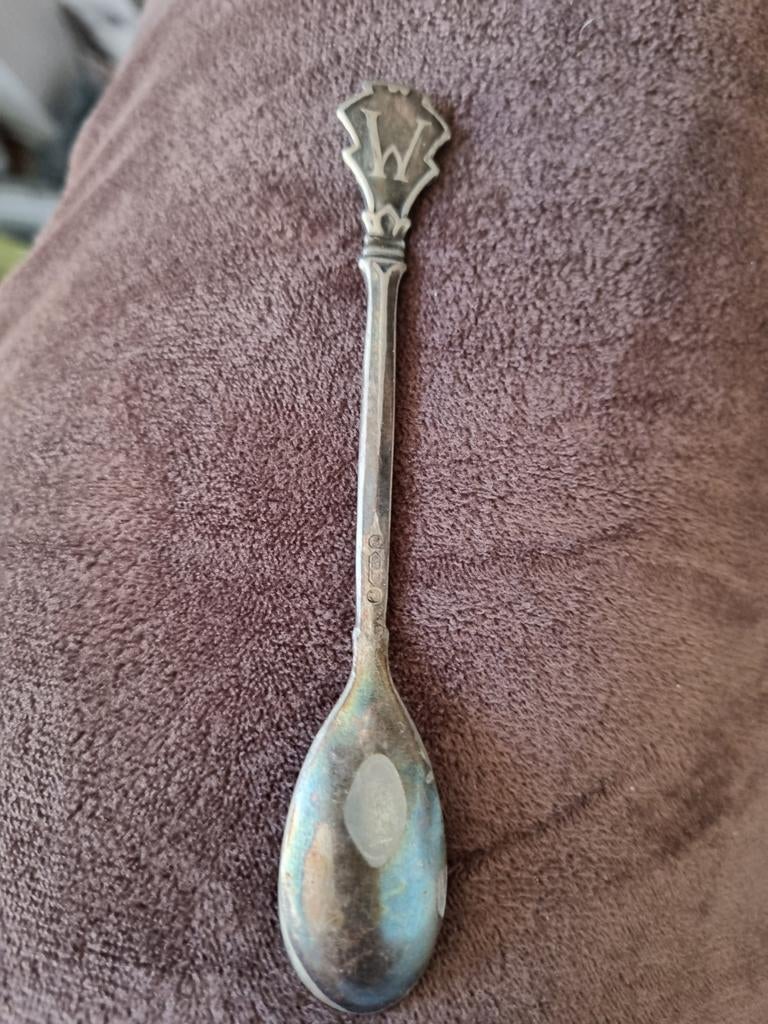 Gero verzilverde letter theelepel "W", Ophalen of Verzenden