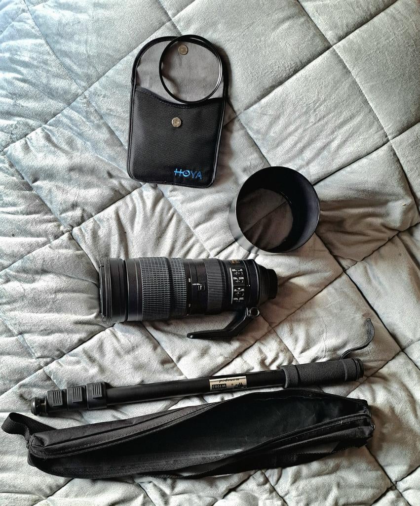 Nikkor VR AF-S 200-500 mm 1:5.6E ED  compleet met accesoires, Audio, Tv en Foto, Fotografie | Lenzen en Objectieven, Ophalen, Zo goed als nieuw
