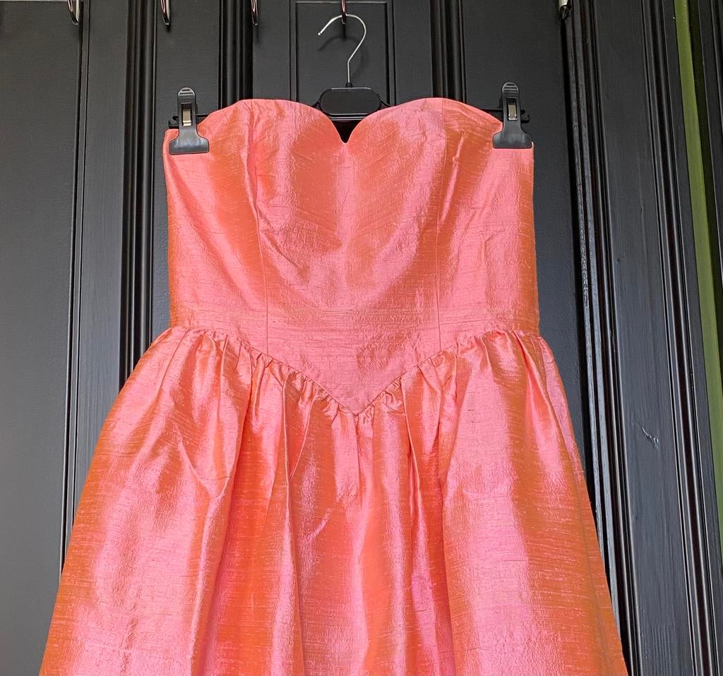 vintage midi-jurk wilde zijde A-lijn prinsessenlijfje korset, Maat 38/40 (M), Ophalen of Verzenden, Zo goed als nieuw, Roze