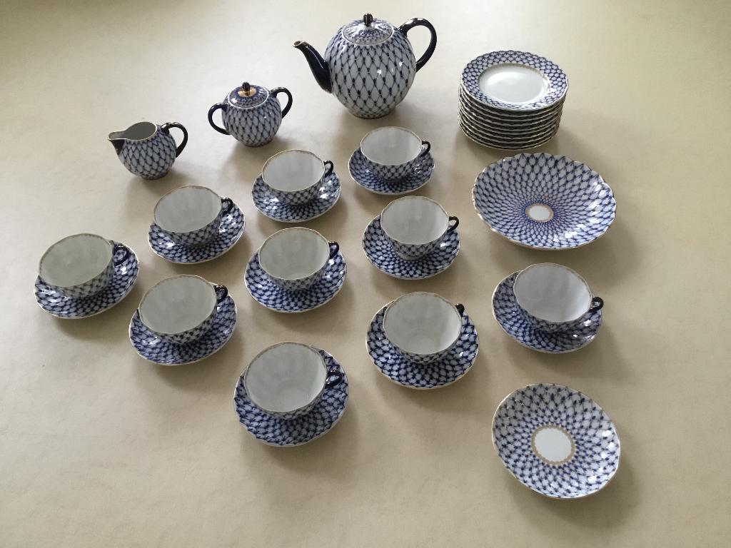 VINTAGE Lomonosov Cobalt Net servies (USSR PERIODE !), Ophalen