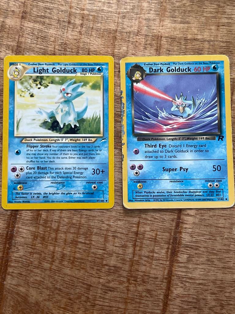 Pokémon Kaarten: Light Golduck & Dark Golduck (Wizards), Ophalen of Verzenden, Gebruikt, Meerdere kaarten