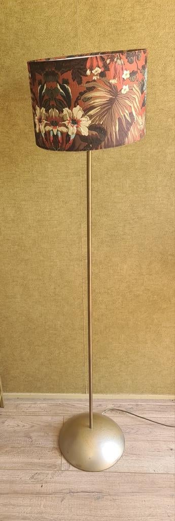 Staande lamp met botanische velvet print kap, Ophalen, Stof, Bohemian, Tropisch, Modern botanisch, 150 tot 200 cm