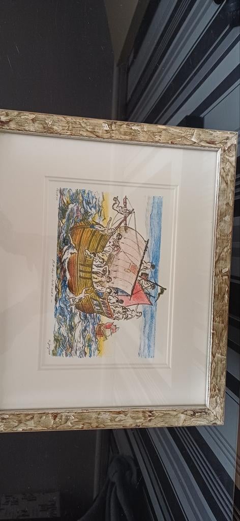 Mooie litho Hans Stocker (Noors, 1956) nr. 13/250, ingelijst, Ophalen of Verzenden