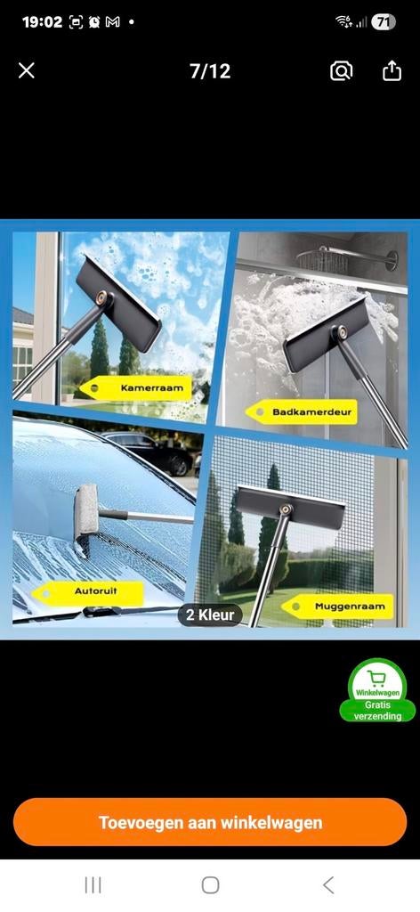 Dubbelzijdige Raamwisser met Telescopische Steel, Ophalen of Verzenden