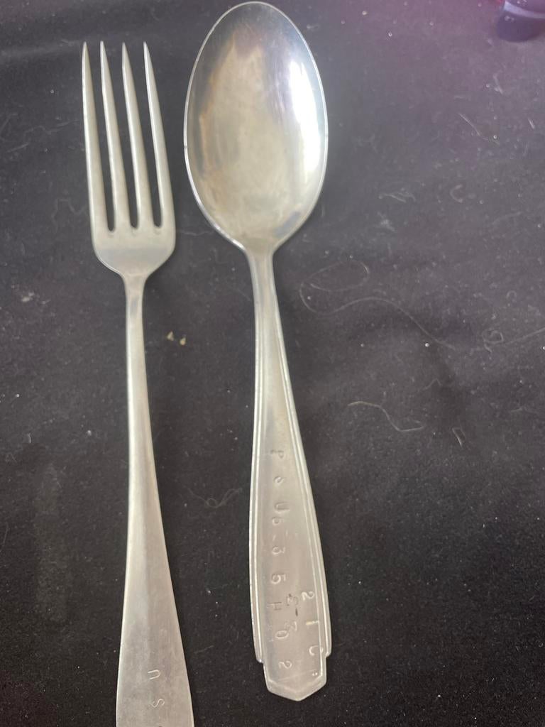Vintage USN Bestek Set: Vork en Lepel, Ophalen of Verzenden