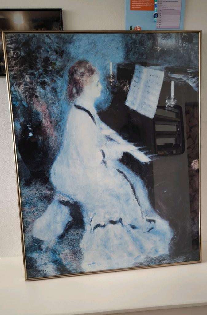 Omlijsting 87 x 68 cm Vrouw aan de piano - Renoir vintage, Ophalen