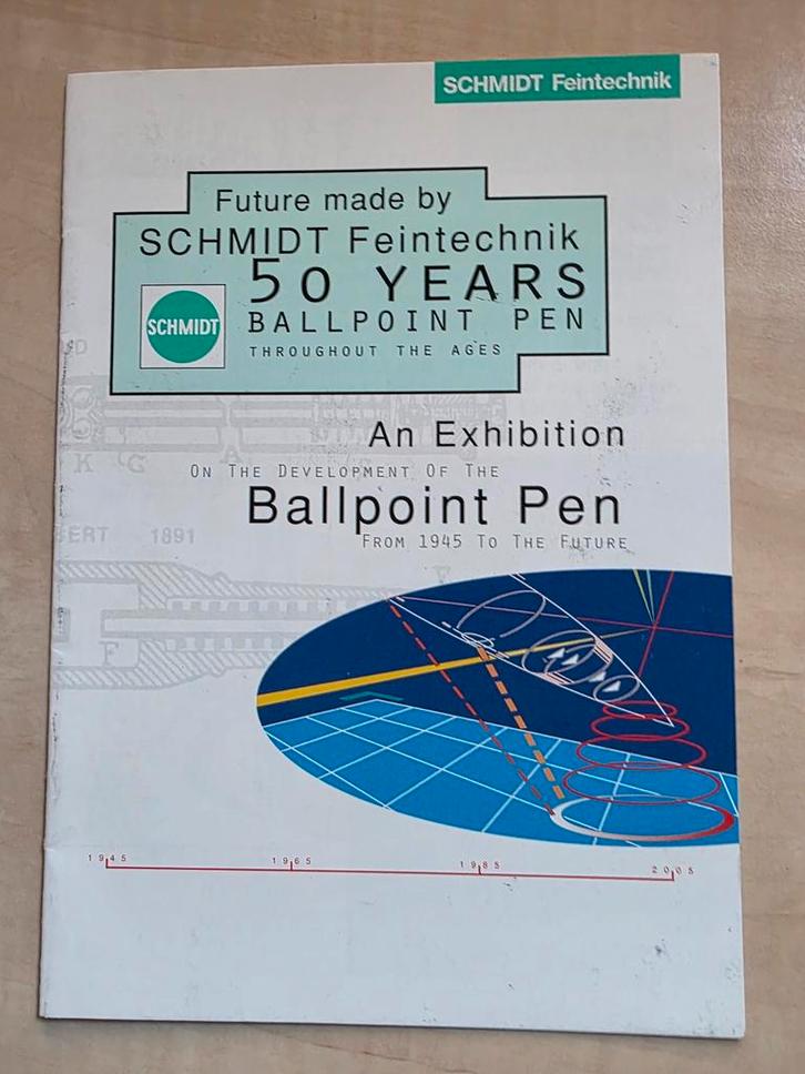 067)ORIGINELE RECLAME SCHMIDT FEINTECHNIK 50 YEARS BALLPOINT, Verzamelen, Merken en Reclamevoorwerpen, Zo goed als nieuw, Overige typen