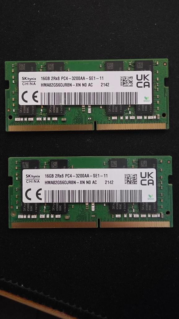 SK Hynix 2x 16GB DDR4 RAM PC4-3200AA Laptop Geheugen, Computers en Software, RAM geheugen, DDR4, Ophalen of Verzenden, Zo goed als nieuw