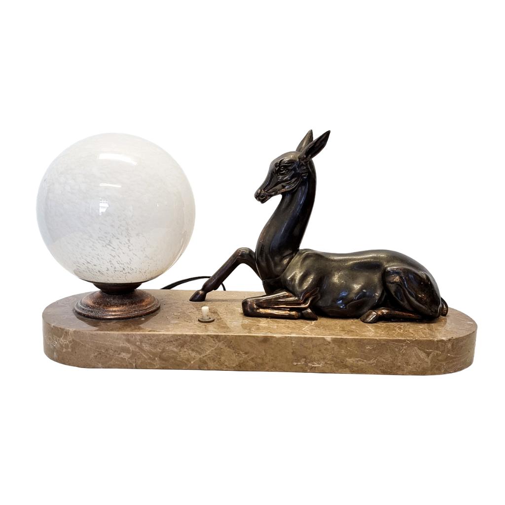 Art Deco lamp met hert, Antiek en Kunst, Ophalen of Verzenden