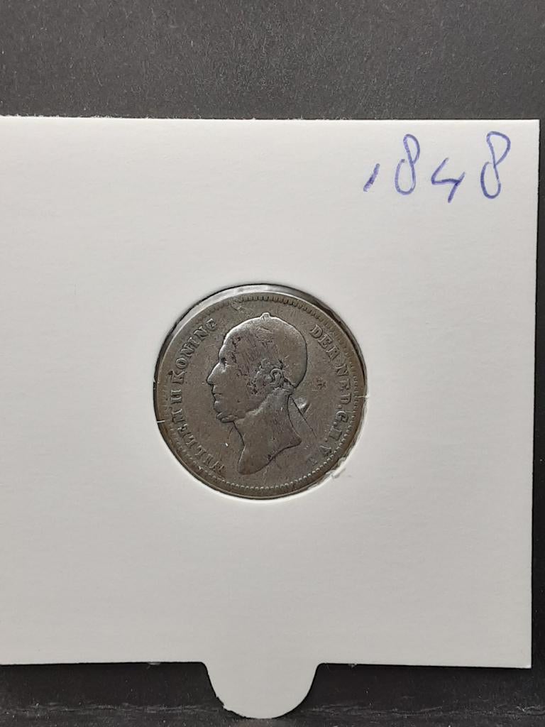 25 cent 1848 Koning Willem II, Postzegels en Munten, Munten | Nederland, Zilver, 25 cent, Ophalen of Verzenden, Losse munt