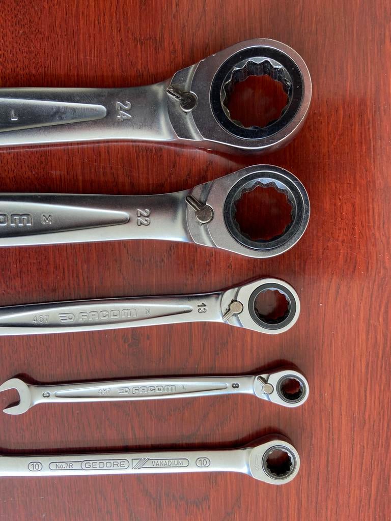 Facom steek/ring 24-22-13-8 en 10 mm Gedore., Verzenden, Zo goed als nieuw
