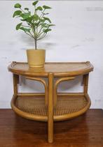 vintage rotan bijzettafeltje, Ophalen, Gebruikt, Rond, Minder dan 55 cm