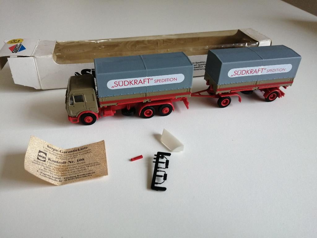 Herpa mercedes vrachtwagen 1/87 sudkraft, Ophalen of Verzenden, Zo goed als nieuw, Bus of Vrachtwagen, Herpa