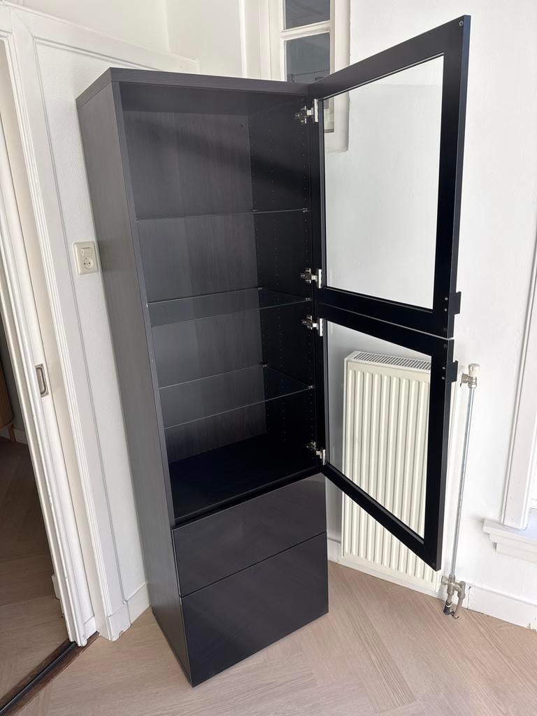 Besta Opbergcombinatie met glazen deuren, Ophalen, 50 tot 100 cm, Zo goed als nieuw, Met lade(s)