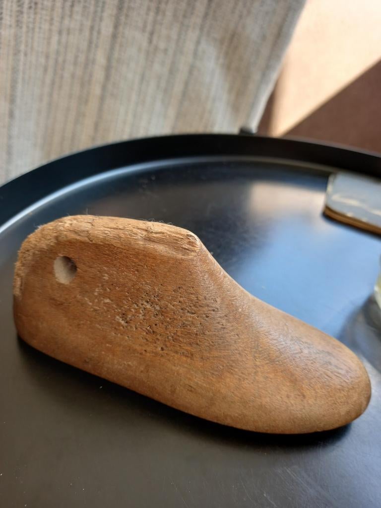 Brocante houten kinderschoen mal 14 cm, Ophalen of Verzenden